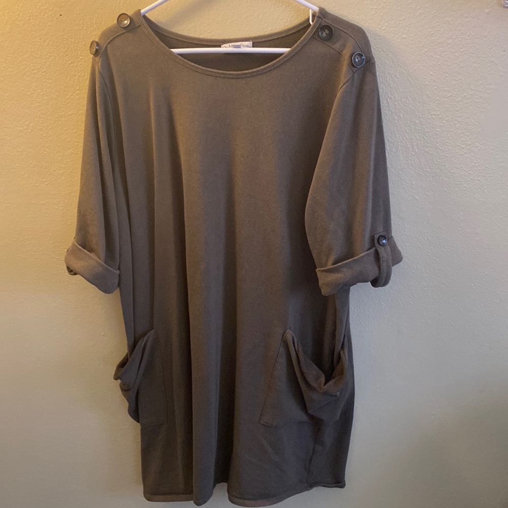 Plus size army green soft tunic